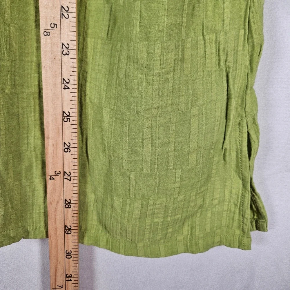 Calessa Top Womens L Green Embroidered 3/4 Sleeve Boho Peasant Festival Vacation